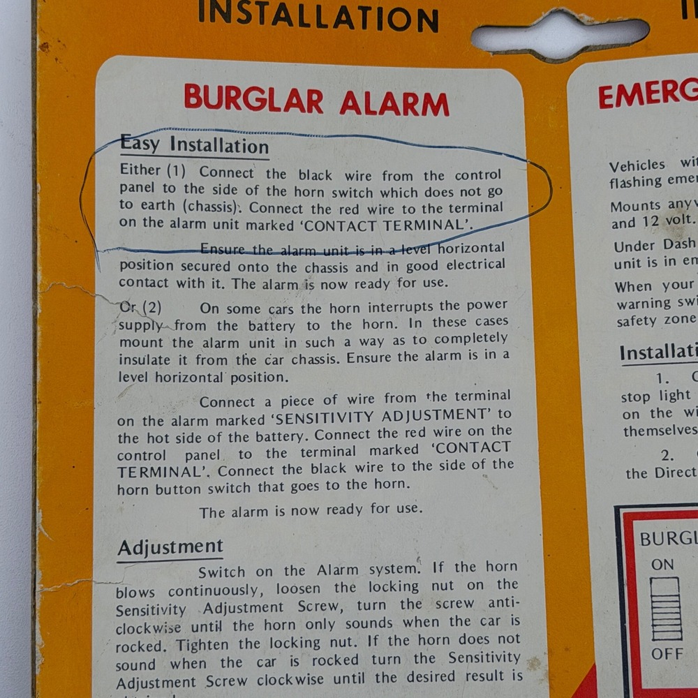 Safer-Emco Auto Burglar Alarm Vintage E3006 6V/12V Gold‎ Retro Car Security Kit - Picture 5 of 8